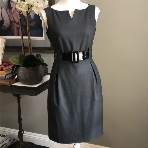Eliza J Dresses & Skirts - Eliza J Belted Sheath Dress Sleeveless Grey 6P